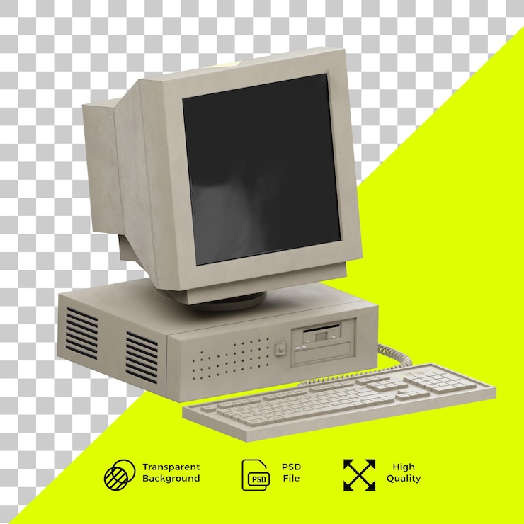 PSD pc vintage com fundo transparente