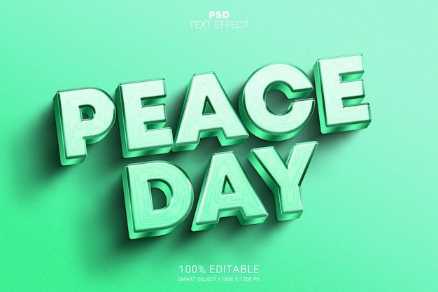 Peace day 3d psd bearbeitbares texteffektdesign