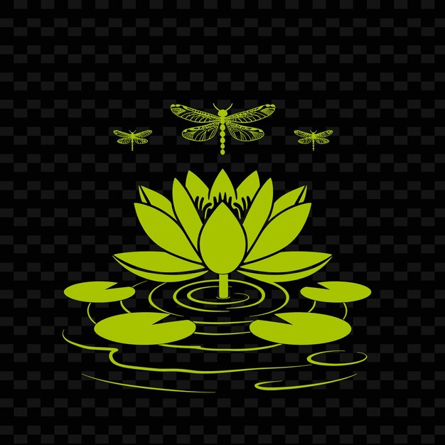 PSD peaceful water lily logo com decorative d design vector criativo da coleção natureza