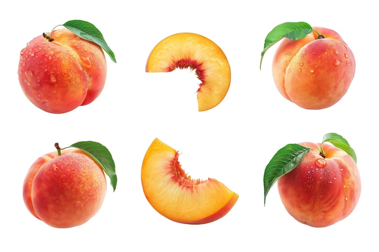 PSD peach collection bundle set isolated on a transparent background