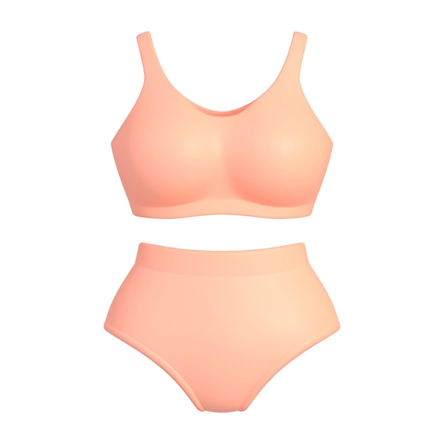 Peach-colored swimsuit set for beach and summer