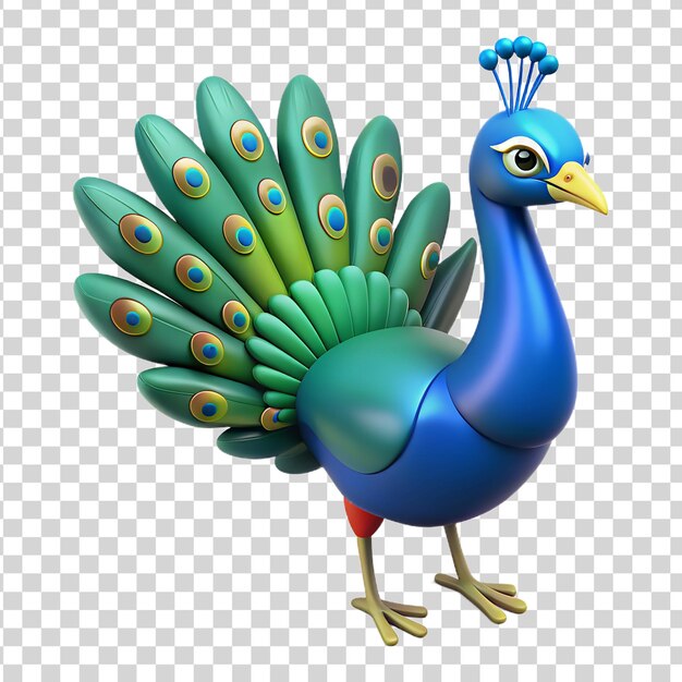 Peacock En 3d Sur Un Fond Transparent