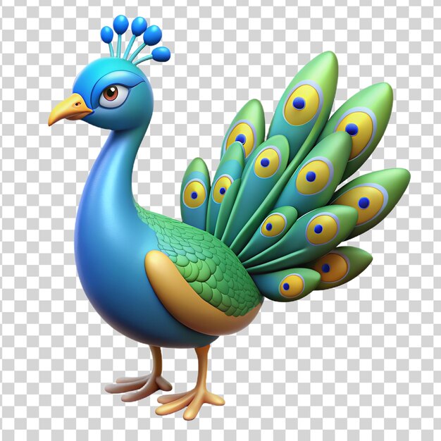 PSD peacock en 3d sur un fond transparent