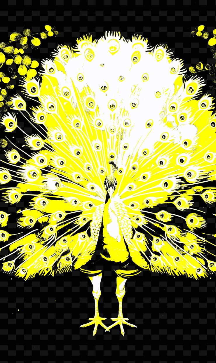 PSD peacock spreading its feathers with a garden backdrop poster png poster background designs