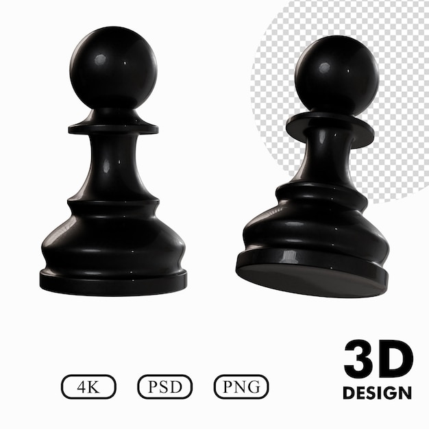 PSD peão de xadrez preto 3d piso de plástico material de fundo transparente