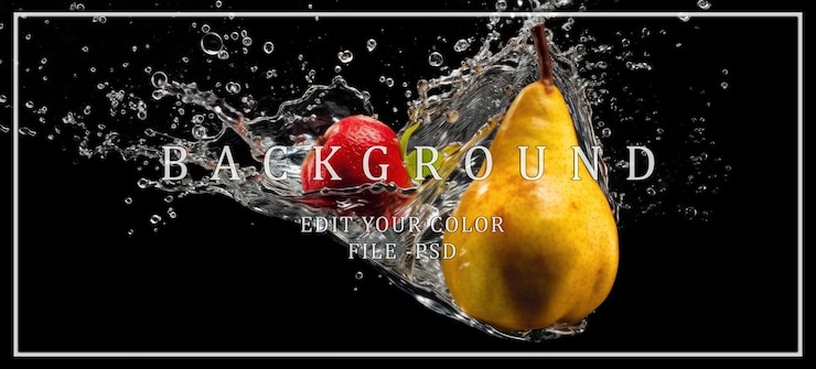 PSD pear and apple splashing in water