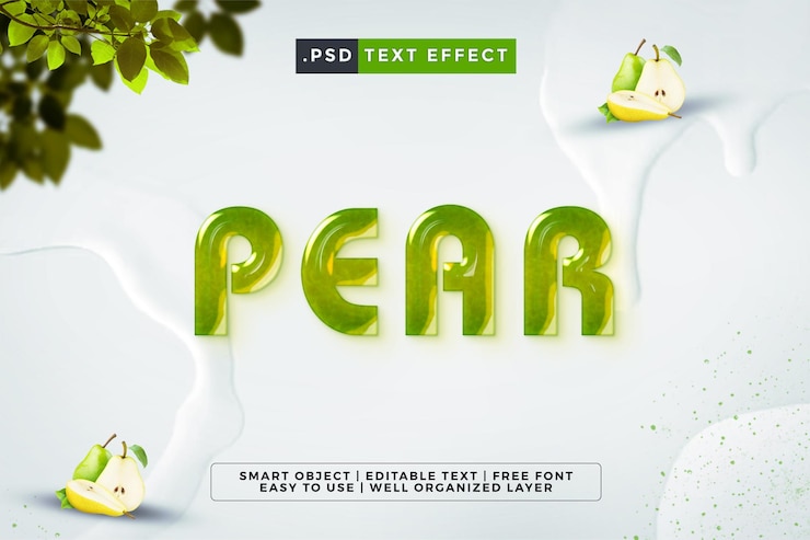 PSD pear text effect - editable psd template