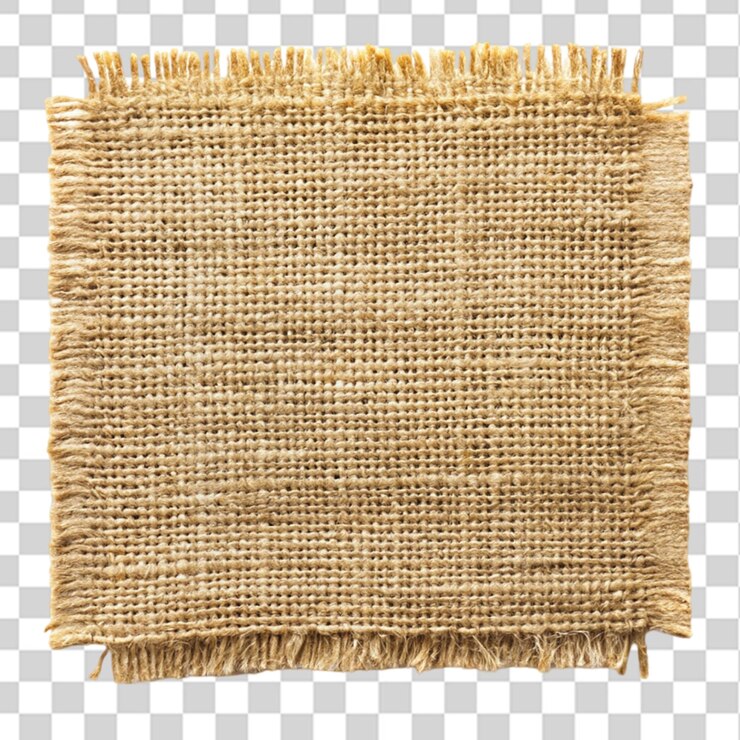 PSD peça de burlap vista superior isolada em fundo transparente