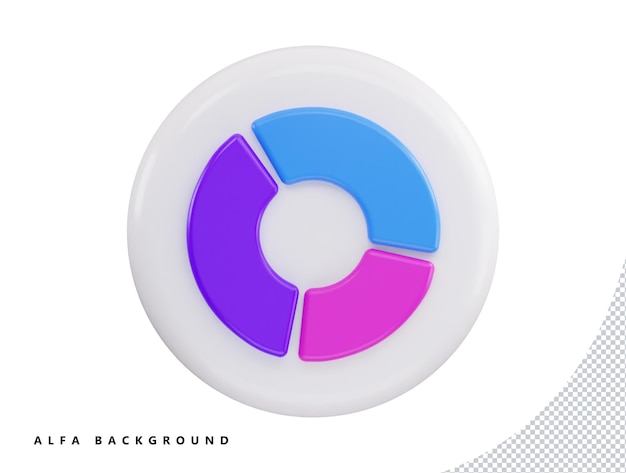 PSD peça de diagrama de torta de gráfico com ilustração de ícone vetorial 3d