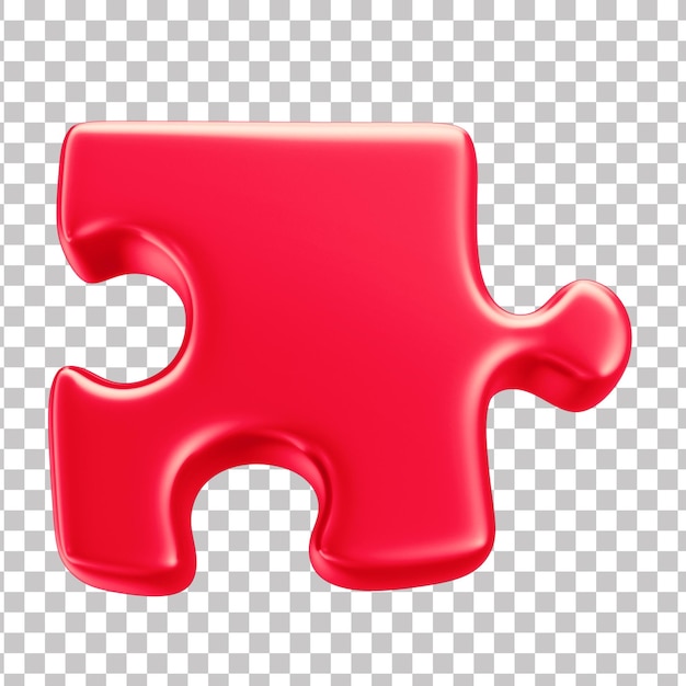 Peça de quebra-cabeça vermelha 3D para campanha de conscientização sobre o autismo Abril Fundo azul transparente