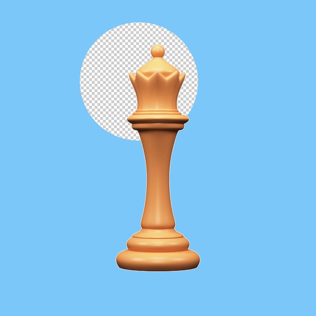 PSD peça de xadrez rainha dourada 3d no fundo azul