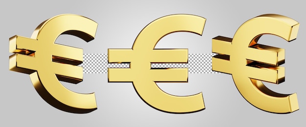 PSD pecado do euro dourado isolado em fundo transparente. renderização 3d