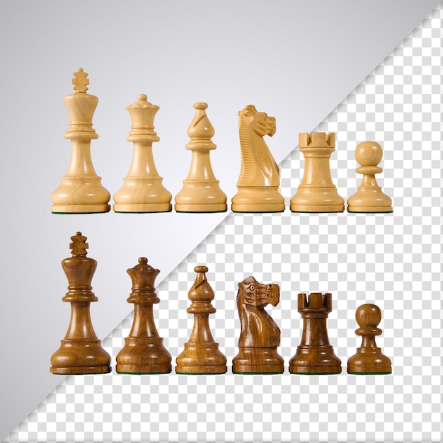 PSD peças de xadrez em madeira clara e escura