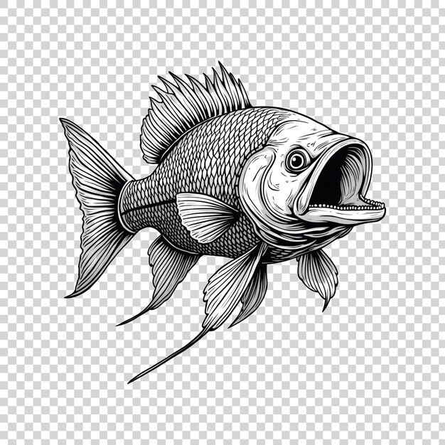 Peces aislados en un fondo transparente