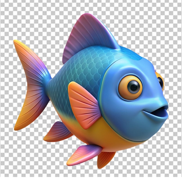 PSD peces coloridos en 3d sobre un fondo blanco