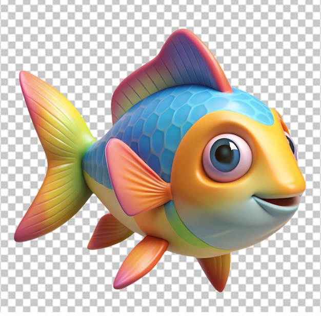 PSD peces coloridos en 3d sobre un fondo blanco