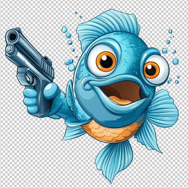 PSD peces de dibujos animados sobre un fondo transparente