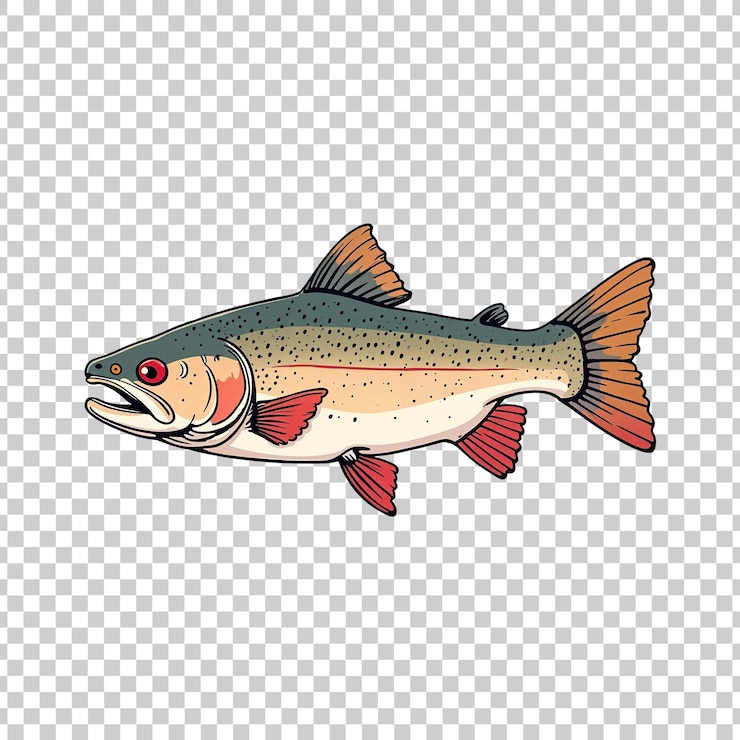PSD peces enojados nadando con la boca abierta sobre un fondo transparente