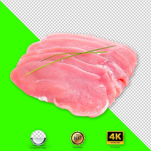 Pecho de pavo crudo en rodajas con cebolla fresca - Ingrediente culinario
