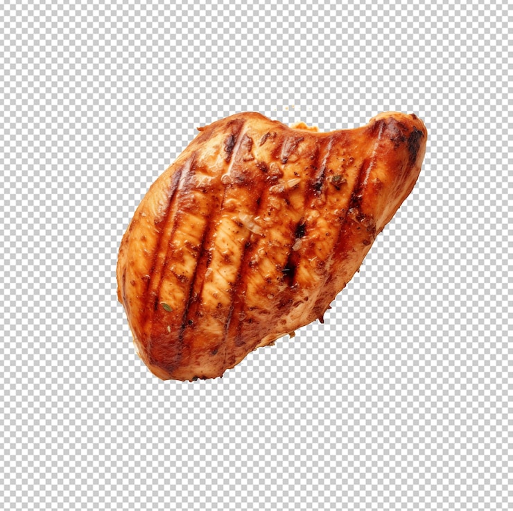 PSD pecho de pollo a la parrilla aislado sobre un fondo transparente
