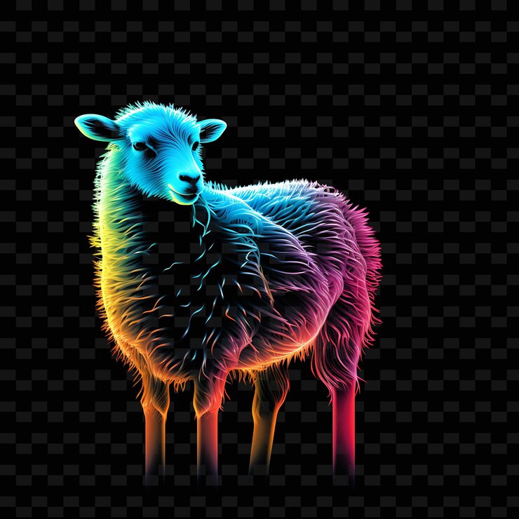 PSD pecore pastoral bliss zigzag neon lines fence fluffy wool on png y2k shapes transparent light arts