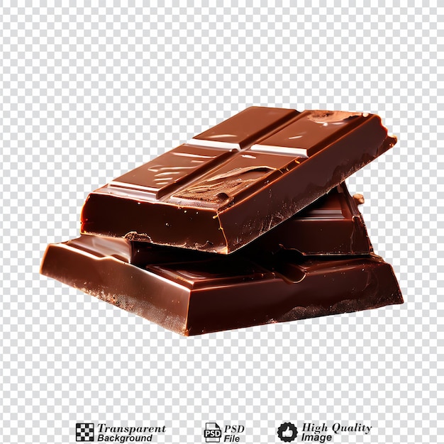 PSD pedaço de barra de chocolate doce e saboroso isolado em fundo transparente