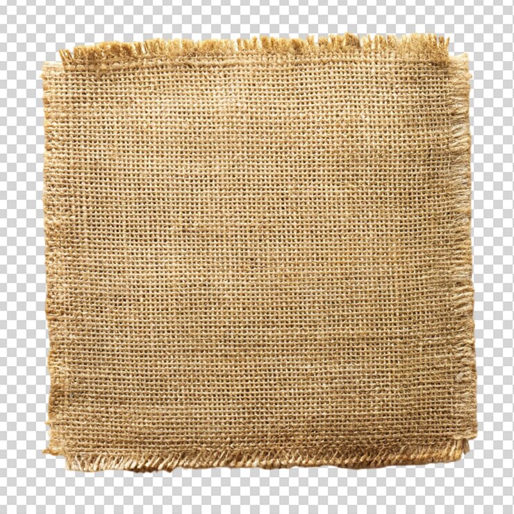 PSD pedaço de burlap isolado sobre fundo transparente
