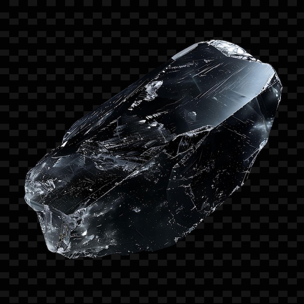 PSD pedaço de cristal de ónix com forma arredondada oblonga cor preta e objeto gradiente em fundo escuro