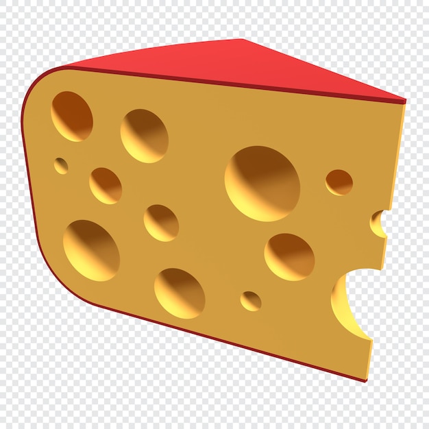 Pedaço de queijo ícone renderização 3D de um queijo conceito de queijo renderização 3D