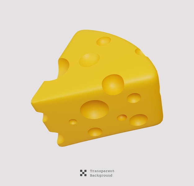 Pedaço de queijo isolado. Conjunto de ícones de fazenda e agricultura. Ilustração de renderização 3d estilo cartoon bonito
