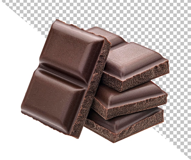 Pedaços de chocolate isolados em fundo branco