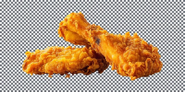 PSD pedaços de frango fritos saborosos e crocantes isolados sobre um fundo transparente