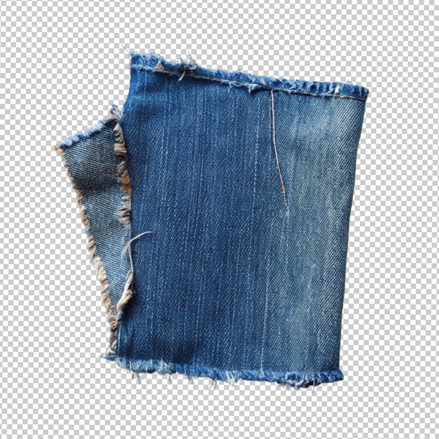 PSD un pedazo de denim roto sobre un fondo transparente