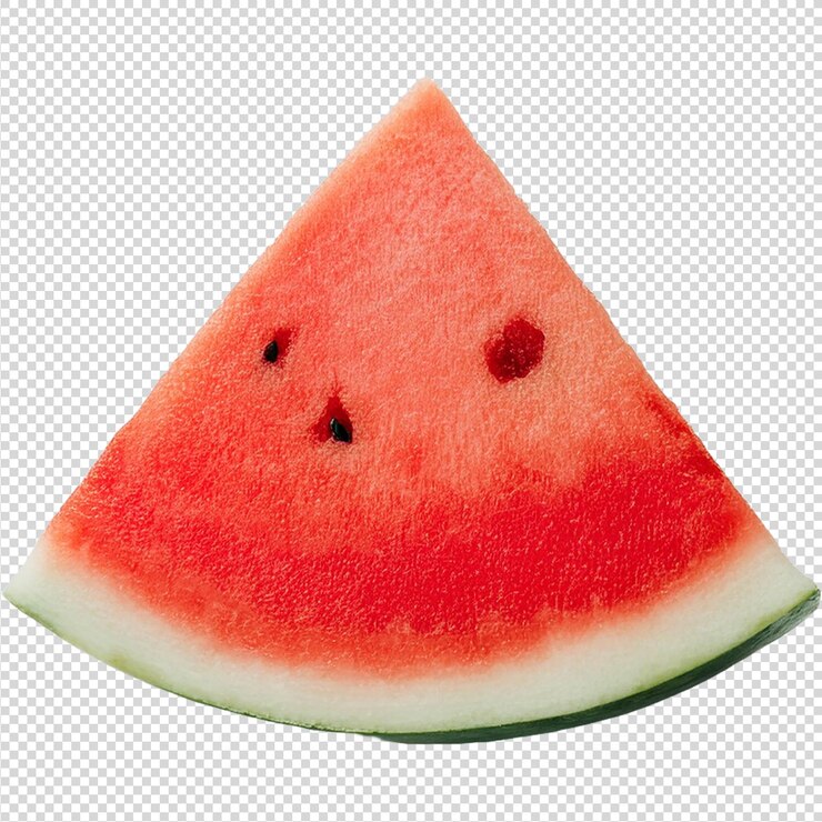 Un pedazo de fruta de sandía sobre un fondo transparente