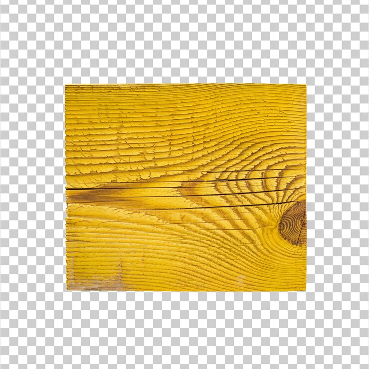 PSD un pedazo de madera amarillo con un agujero en el medio png aislado en un fondo transparente