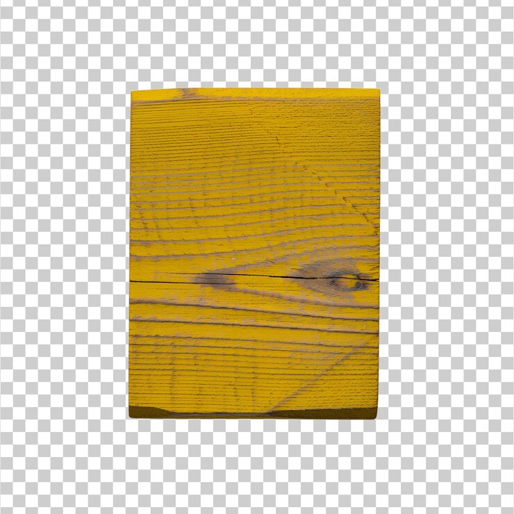 PSD un pedazo de madera amarillo con un agujero en el medio png aislado en un fondo transparente