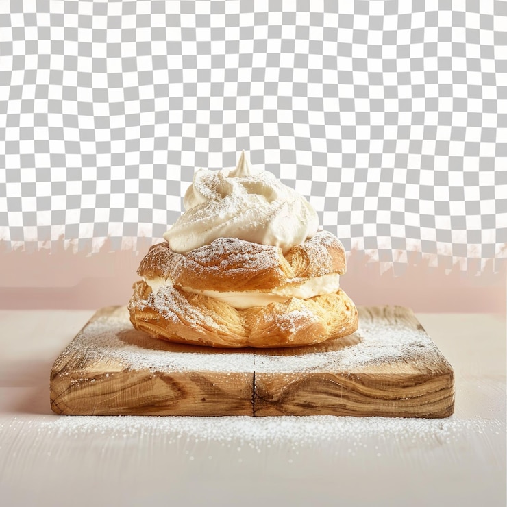 PSD un pedazo de pan con queso cremoso y crema encima