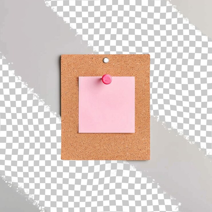 PSD un pedazo de papel con un alfiler rosa en él