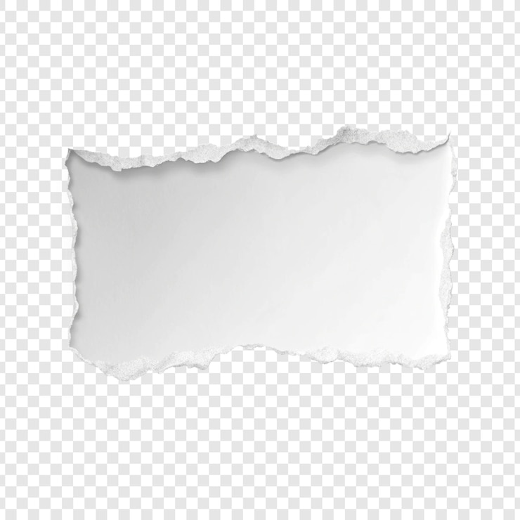 Un pedazo de papel blanco roto aislado sobre un fondo transparente