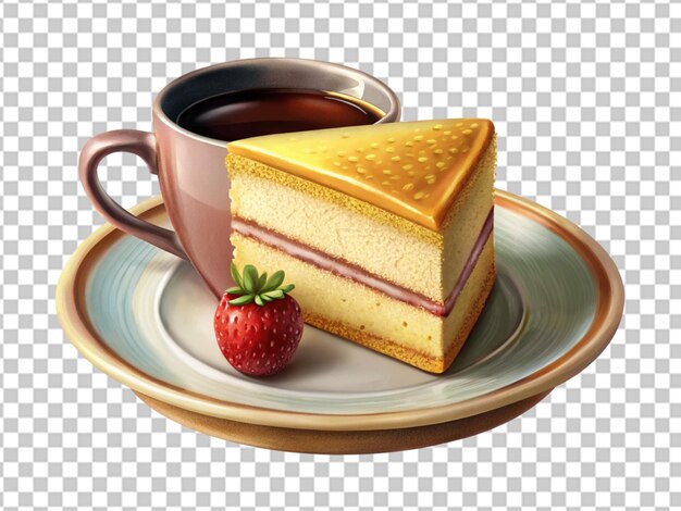 PSD un pedazo de pastel de cuchara con una taza de café