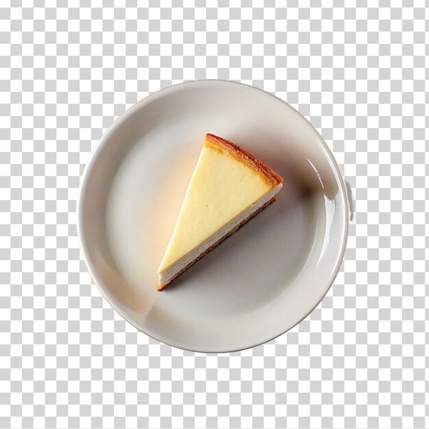 PSD un pedazo de pastel de queso en un plato aislado sobre un fondo transparente