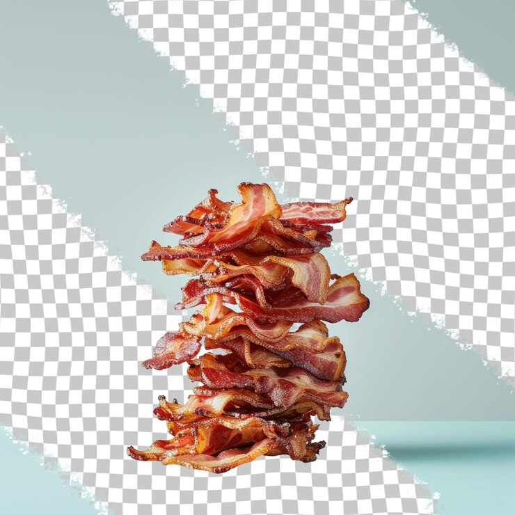 PSD un pedazo de tocino con un pedazo de bacon en él