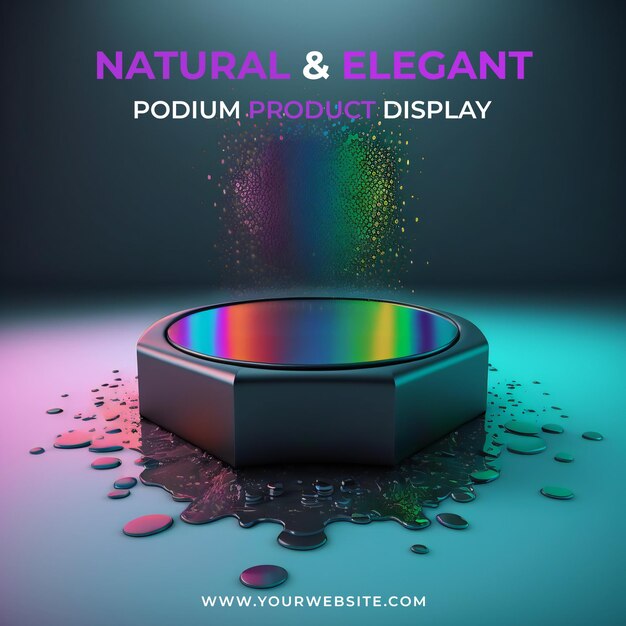 Pedestal brillante de fondo abstracto para la presentación del producto, visualización del producto del podio representación 3d