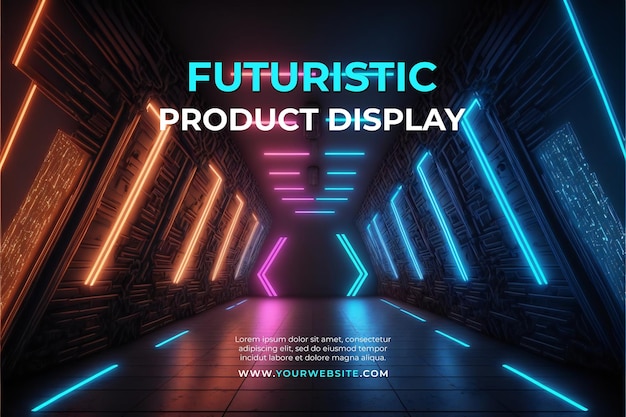 PSD pedestal futurista de fondo abstracto para presentación de producto, producto de podio 3d redering