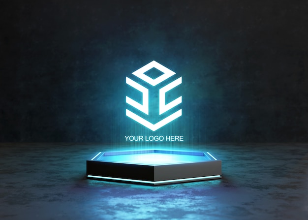 Pedestal futurista para maquete de logotipo