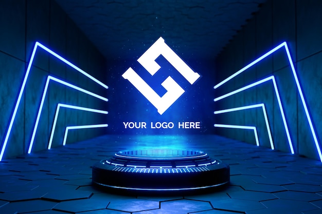 Pedestal futurista para maquete de logotipo