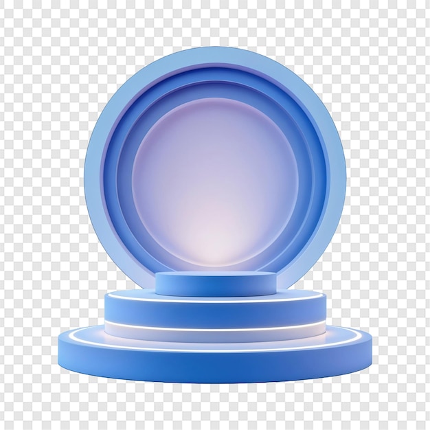 Pedestal para la presentación de productos aislado sobre un fondo transparente