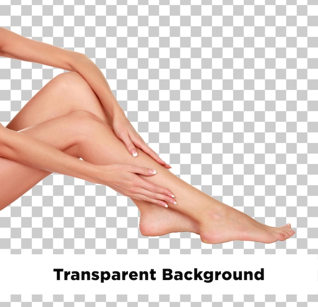 Pedicura cuidado da pele lisa pernas fundo transparente