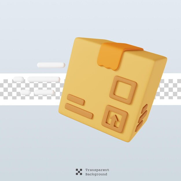 Pedido en caja de cartón o paquete de entrega. Servicio de entrega y concepto de icono de envío. renderizado 3D