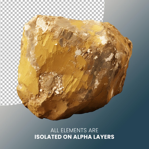 Pedra de minério de ouro isolada na camada alfa png